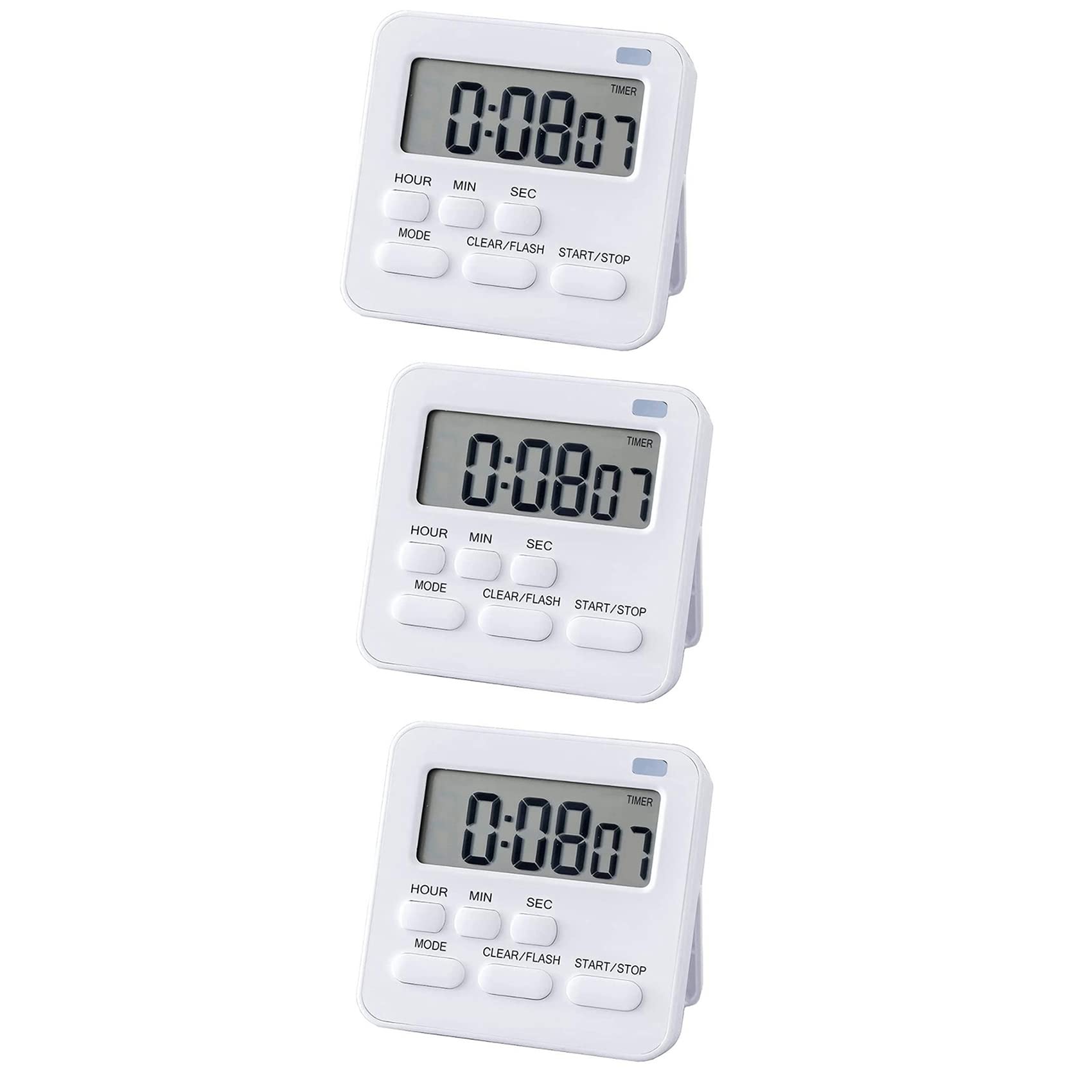 Hndhbfgrt 3X Kitchen Timer,Egg Timer with Clock,Digital Timer Stopwatch with LCD Loud Alarm for Cooking,Baking, Sports,Learning