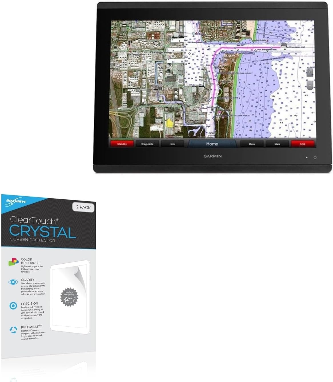BoxWave Screen Protector Compatible with Garmin GPSMAP 8617 MFD - ClearTouch Crystal (2-Pack), HD Film Skin - Shields from Scratches