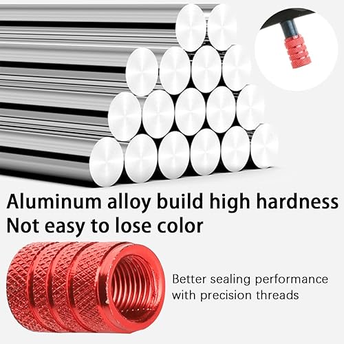 Miniatura 9 de 12 tapas de válvula de neumático de automóvil, cubiertas de tapas de aire de aleación de aluminio, accesorios para automóvil, a prueba de fugas y a