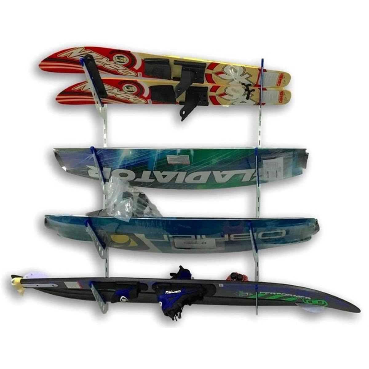 Multiboard-Surf-Rack, Wandhalterung für Surfbrett, Wakeboard, Snowboard-Aufbewahrung, verstellbare Wandaufhänger, Bretter (Schwarz, 4 Ebenen)