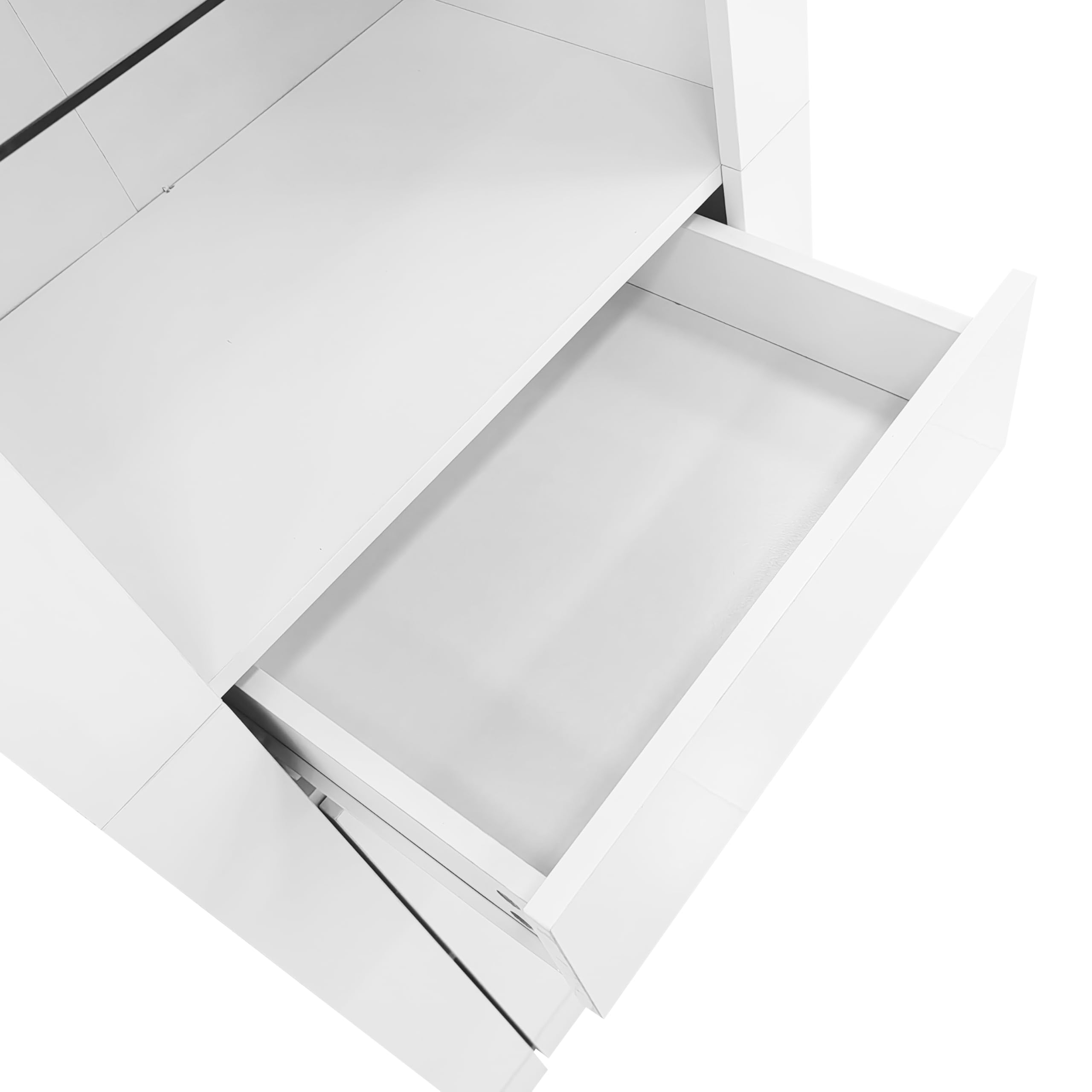 Merax Vitrina con luces LED, armario de 1 puerta y 1 cajón, cristal con mucho espacio de almacenamiento, moderna estantería de salón y oficina