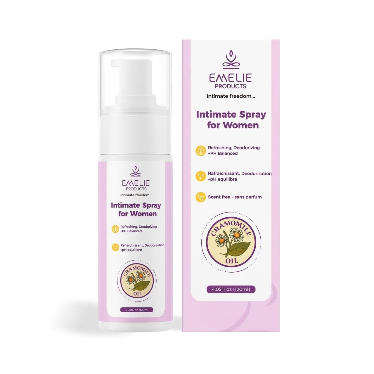 Intimate Spray for Women – Refreshing Feminine Spray with Chamomile, Chrysanthemum & Tangerine Extract – pH Balanced Daily Care for Sensitive Skin – 4.05 fl oz