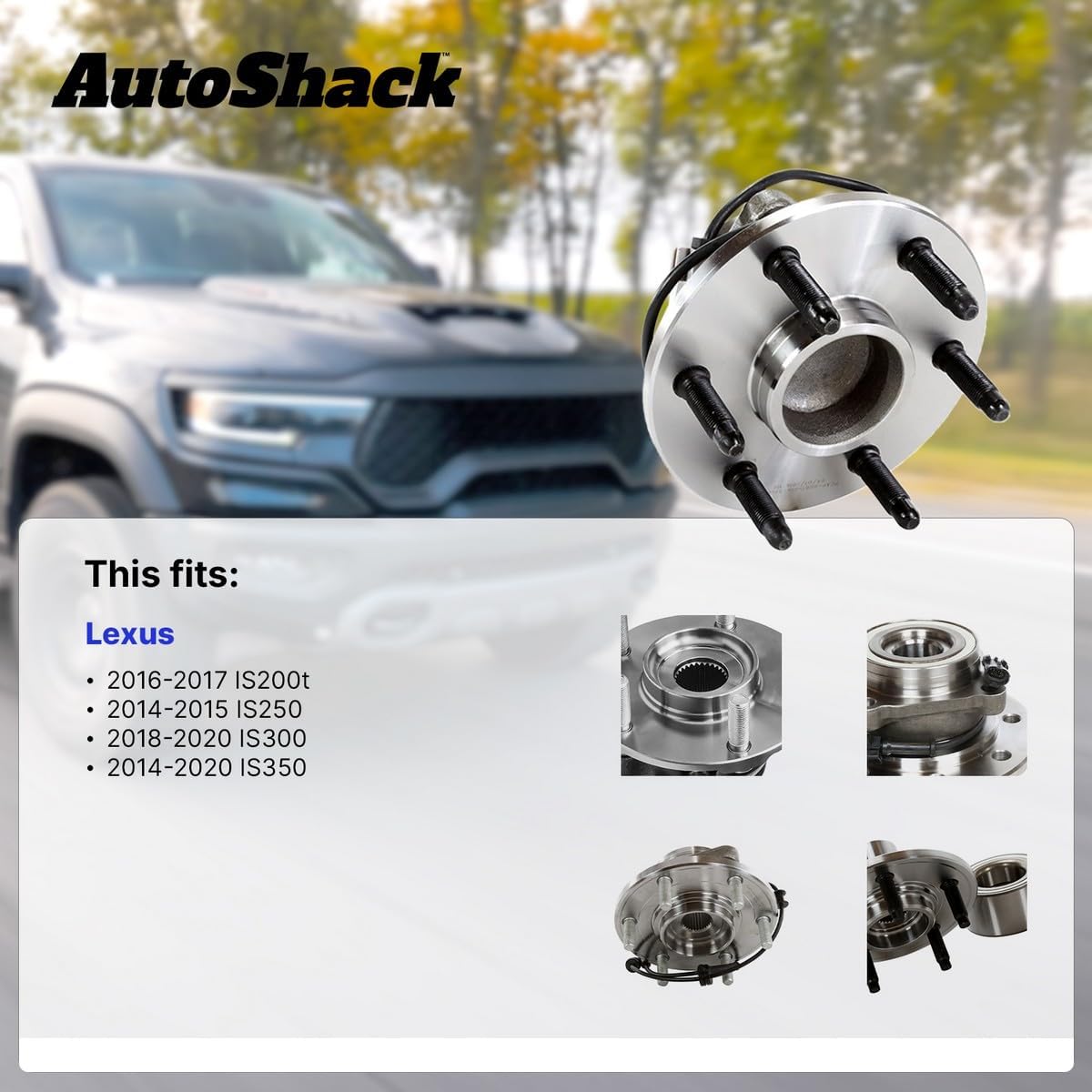 AutoShack Front Wheel Hub Bearing Assemblies with ABS Replacement for 2014-2015 Lexus IS250 2018-2020 Lexus IS300 2-PC