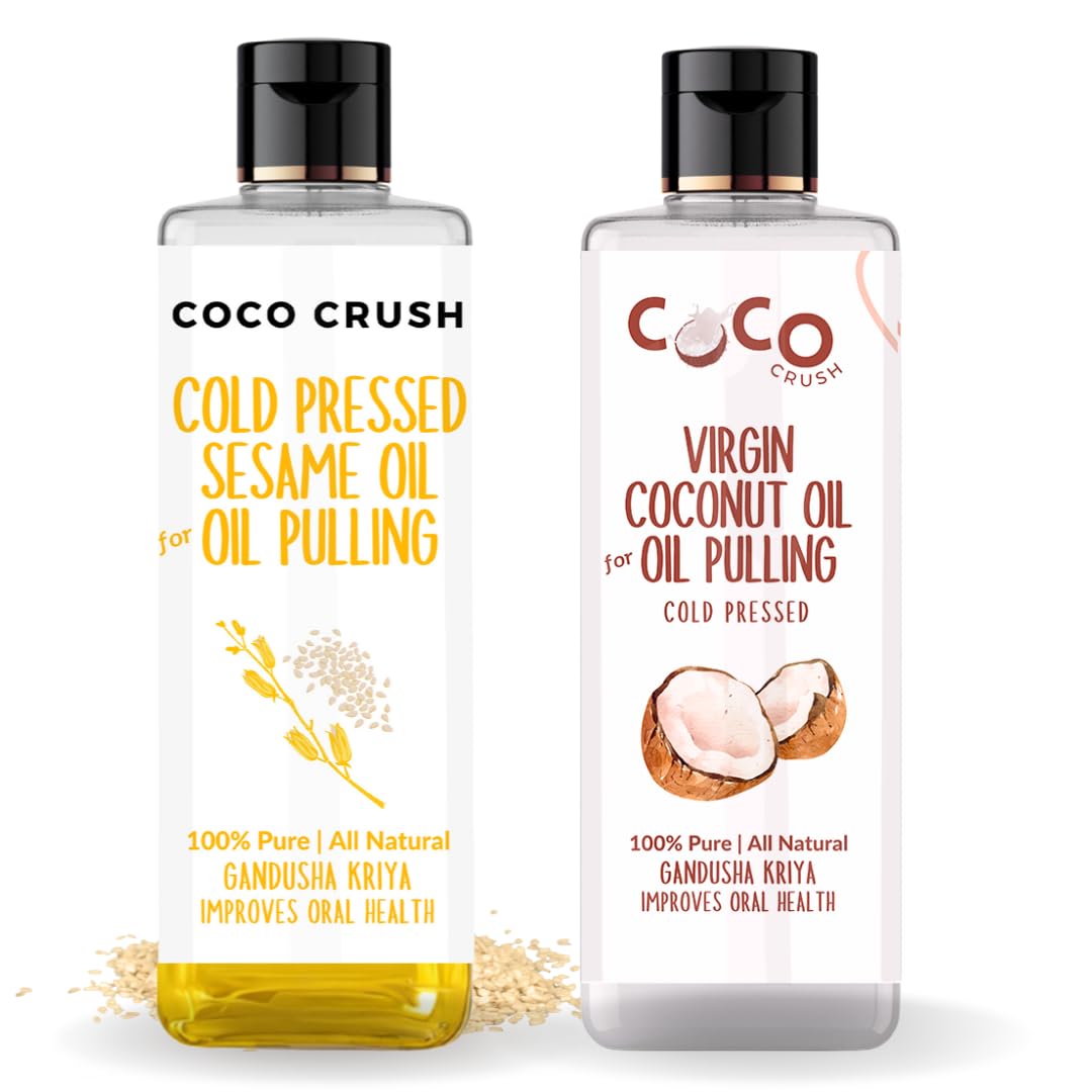 COCO CRUSH Combo of Ayurvedic Sesame & Coconut for Oil Pulling, Cold-Pressed & Extra Virgin | Healthy Teeth, Fresher Breath & Stronger Gums | Oral Care Herbal Mouthwash (2 * 200ml, 400ml) (B0CYCCGSQK) Amazon Price History, Amazon Price Tracker