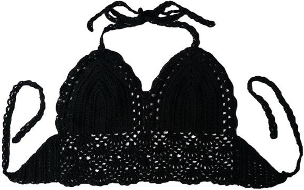 POSESHE Women's Summer Crochet Crop Bikini Top