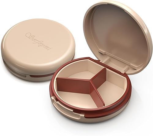Miniatura 44 de Serfeymi - Pastillero pequeño con 3 compartimentos, pastillero portátil para bolso o bolsillo, estuche compacto y mini para viajes - Adecuado