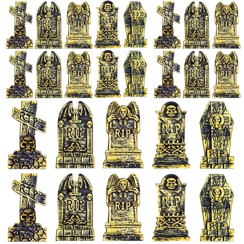 Decoraciones de mesa de lápida de Halloween para solucionar tu fiesta temática de los 20