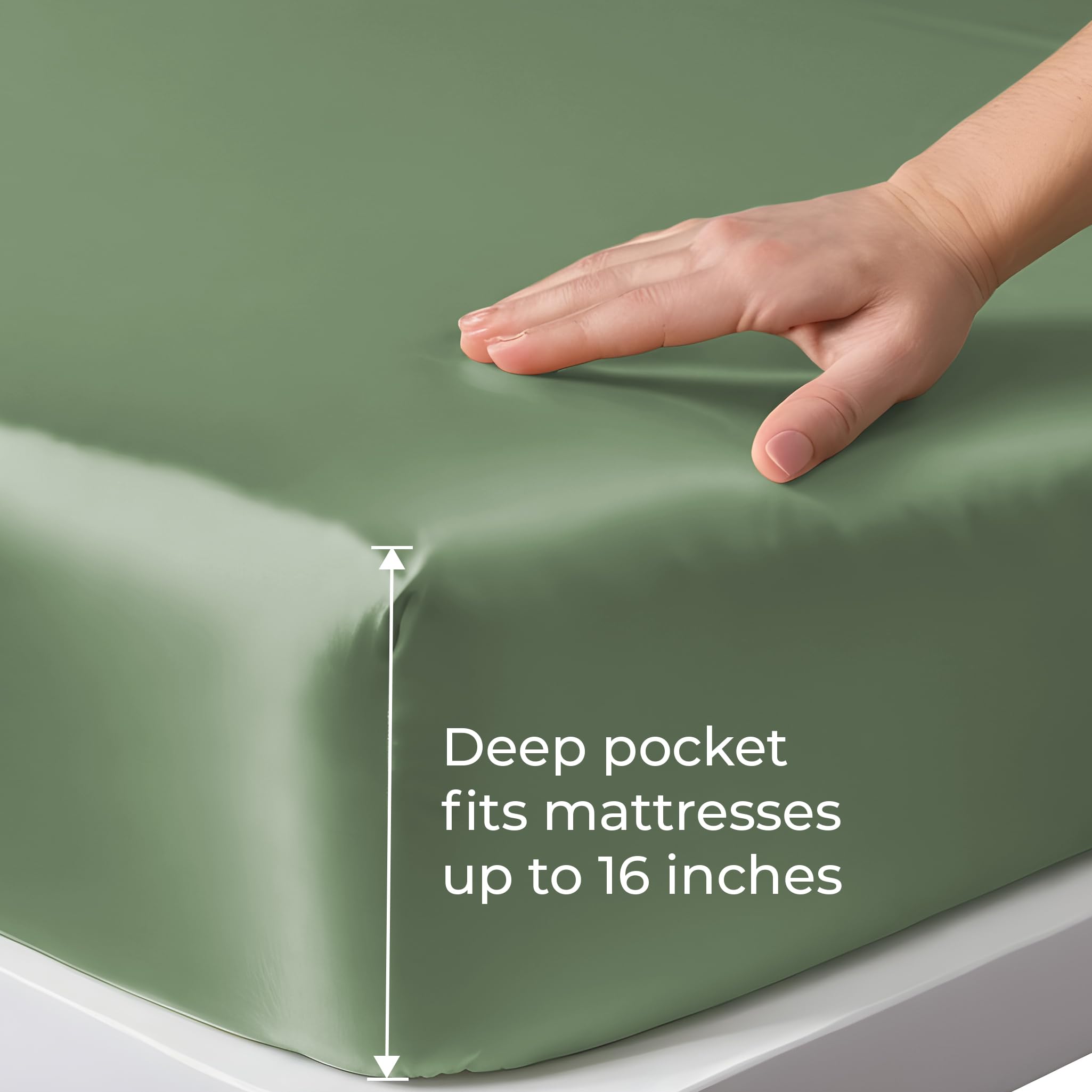 LINENWALAS Organic Vegan Bamboo Fitted Sheet with Pillowcase, Deep Pocket 16 Inch Softest - Image 4