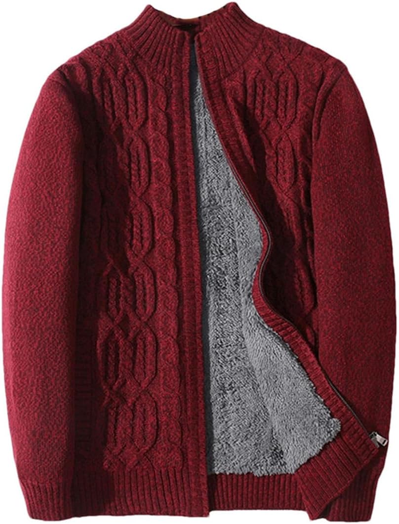 Men Autumn Winter Thicken Warm Zipper Cashmere Cardigan Turtleneck Long Sleeves Wool Sweater Outwear