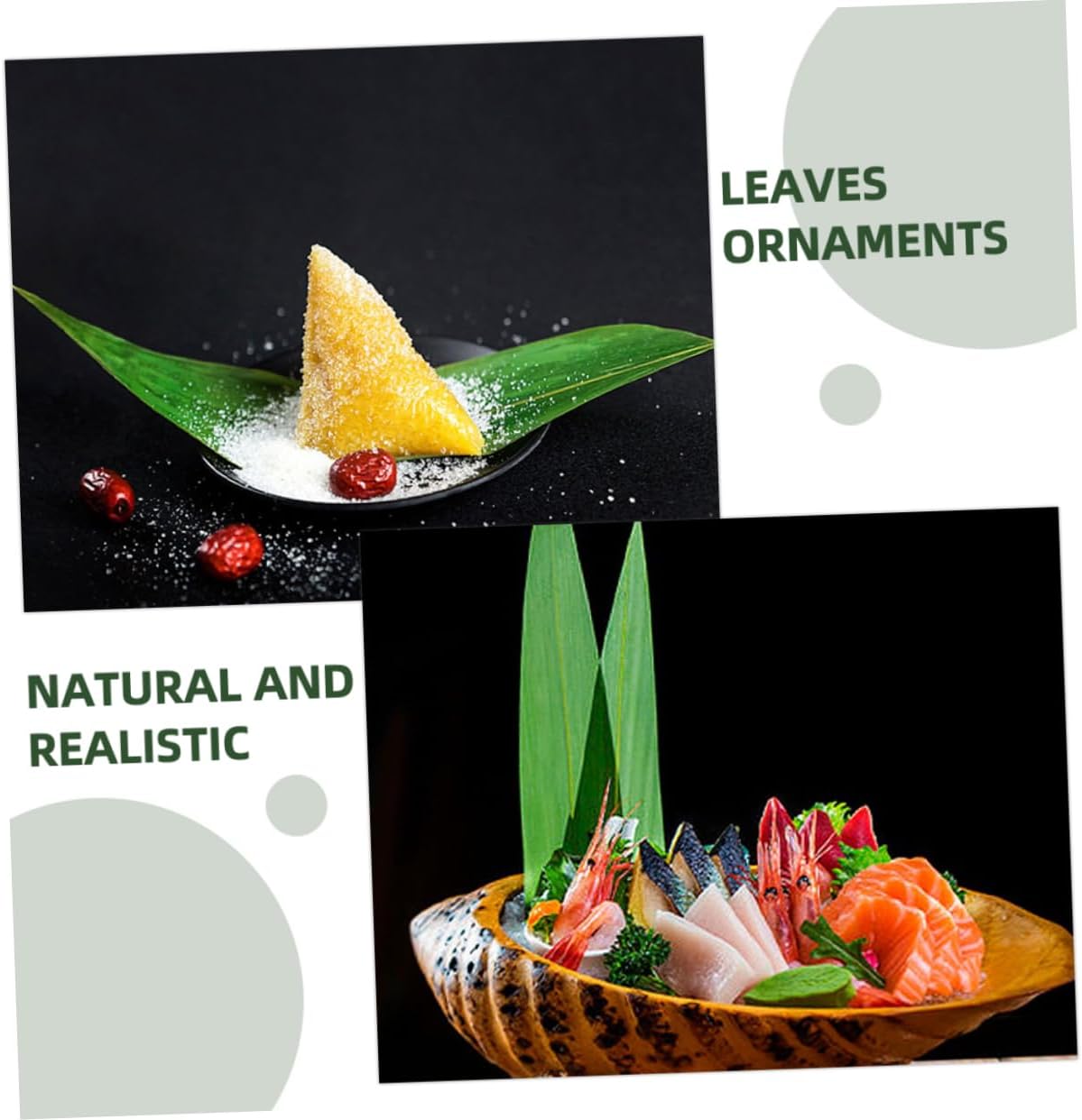 100pcs Bamboo Leaves for Sushi Dish Decor Fresh Boat-shaped Bamboo Leaves for Sashimi Dessert and Dumplings Safe Food-grade Material for Elegant Dining Presentation