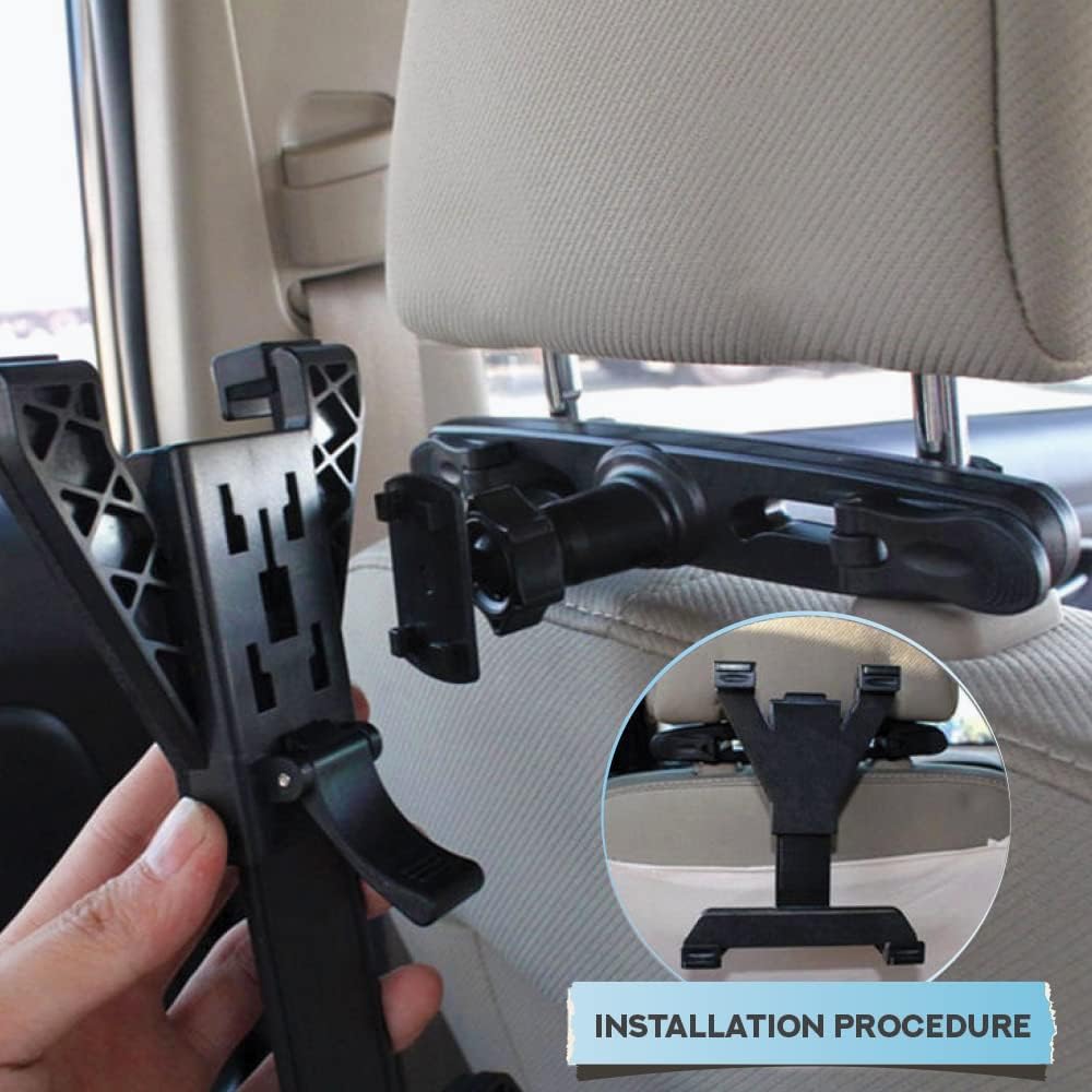 Okra 360° Degree Adjustable Rotating Headrest Car Seat Mount Holder for iPad, Samsung Galaxy,Motorola Xoom, and All Tablets Up to -10.1"