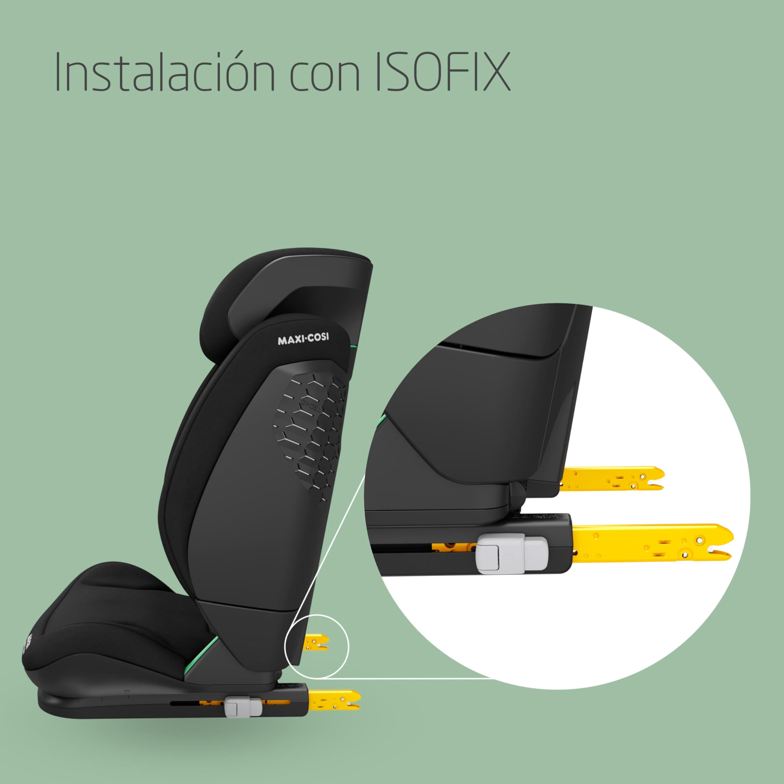 Maxi-Cosi RodiFix S Comfort i-Size, Silla de Coche ISOFIX, Respaldo Ajustable, 3,5-12A (100-150 cm), 3 Posiciones Reclinación, Protección G-CELL, AirProtect, Tejido Transpirable, Authentic Black