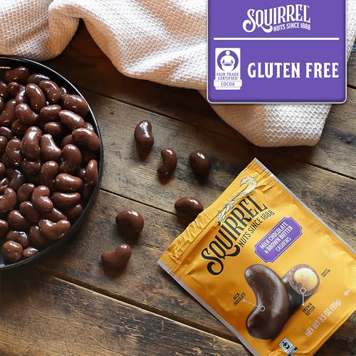 Image of Squirrel Brand Milk Chocolate & Brown Butter Cashews, 3.5 Ounces, Resealable Bag, Gluten Free, Snacks for Adults and Kids, Fair Trade Certified Cocoa (Pack of 4)