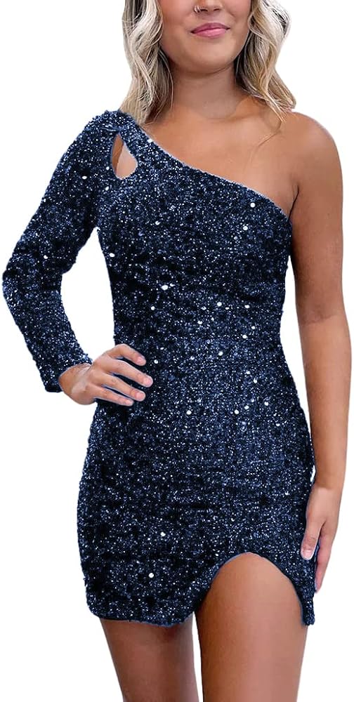 sachin and babi light blue dress Colorful Tiered Skirt Silver Sequin Sleeved Prom Dress main image 0