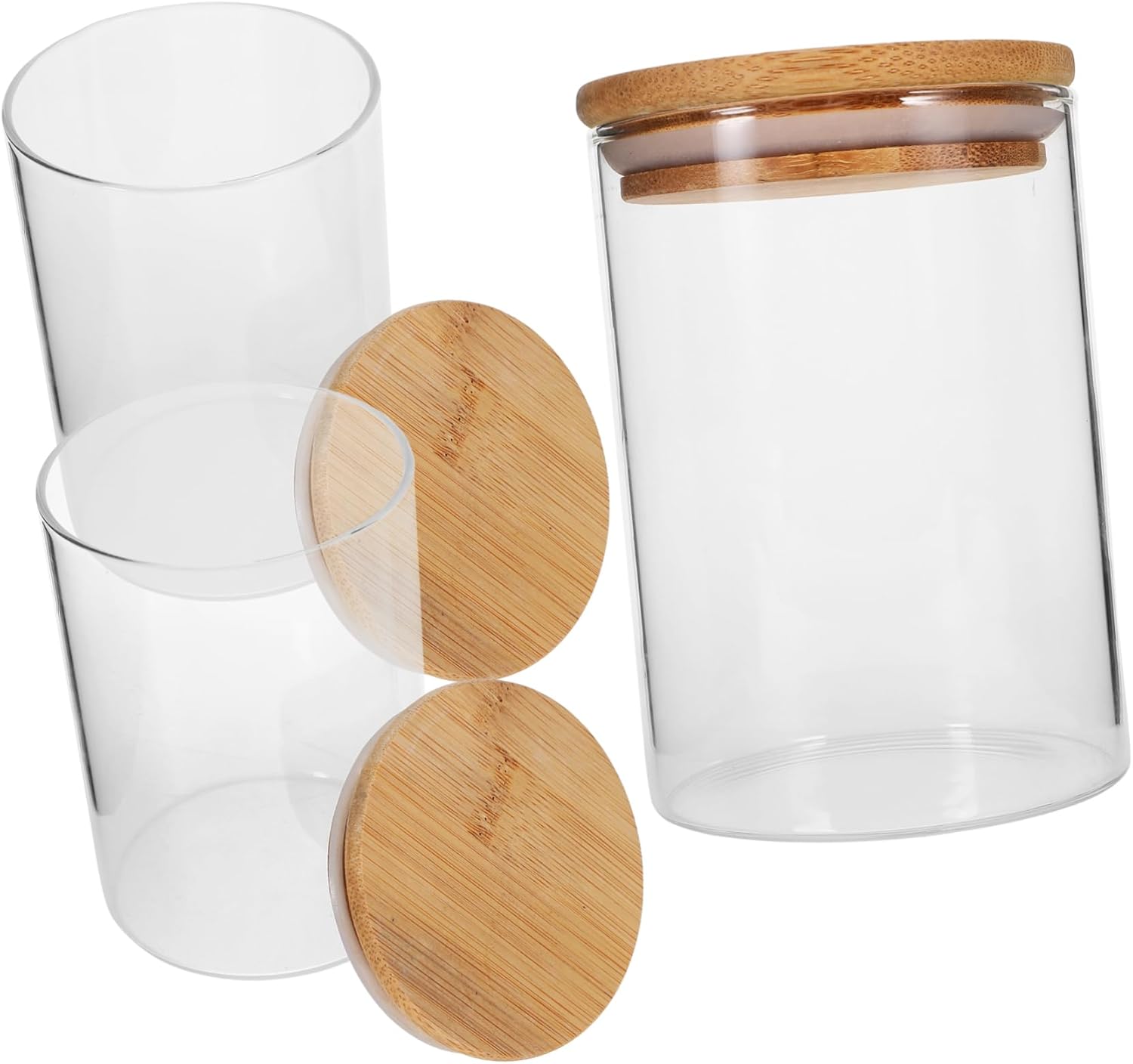 3pcs Airtight Glass Storage Jars Lids Kitchen Food Cereal Containers Multi-functional Canisters for Tea Snacks Grains Each Easy to Clean Glass