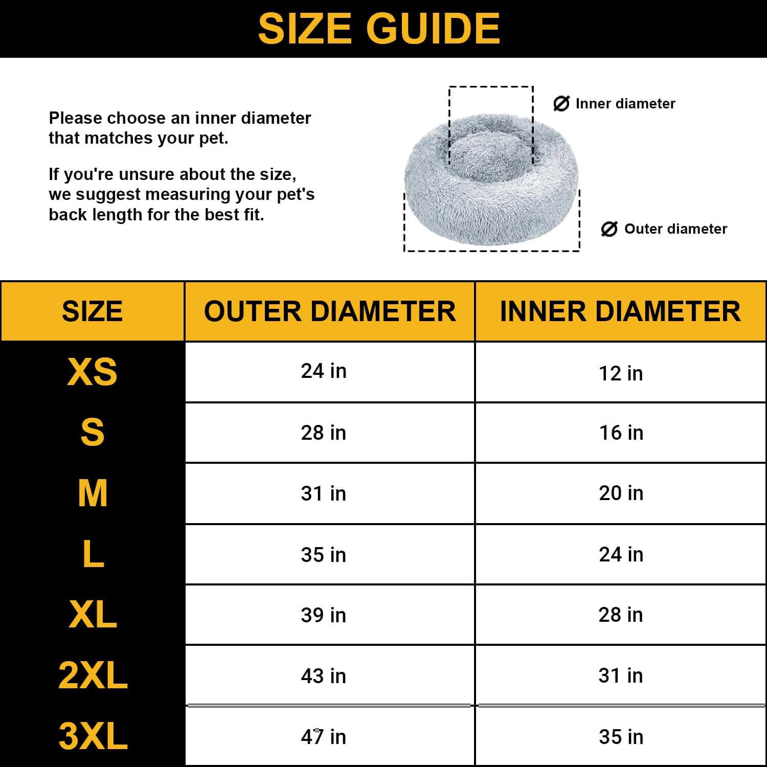 Calming Round Donut Dog Bed Pillow, Washable, Anti Anxiety, Anti-Slip, Cozy Soft Cuddler Comfort Bed with Fluffy Plush Faux Fur for Large Medium Small Sized Dog - Dark Gray, M 31 inch