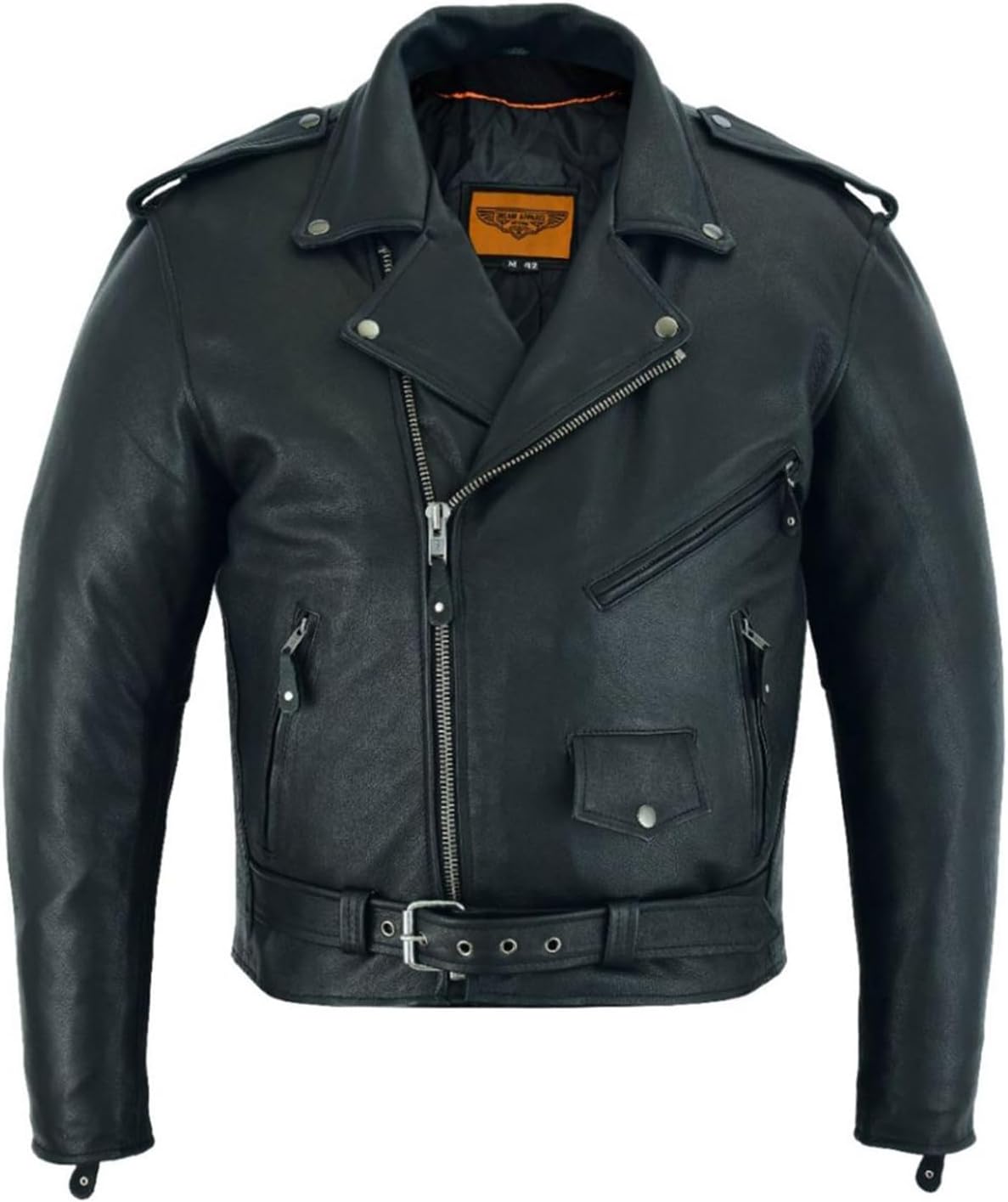 Men‘s Genuine Leather Jacket Motorcycle Jackets Zip-Up Biker Coat for Men