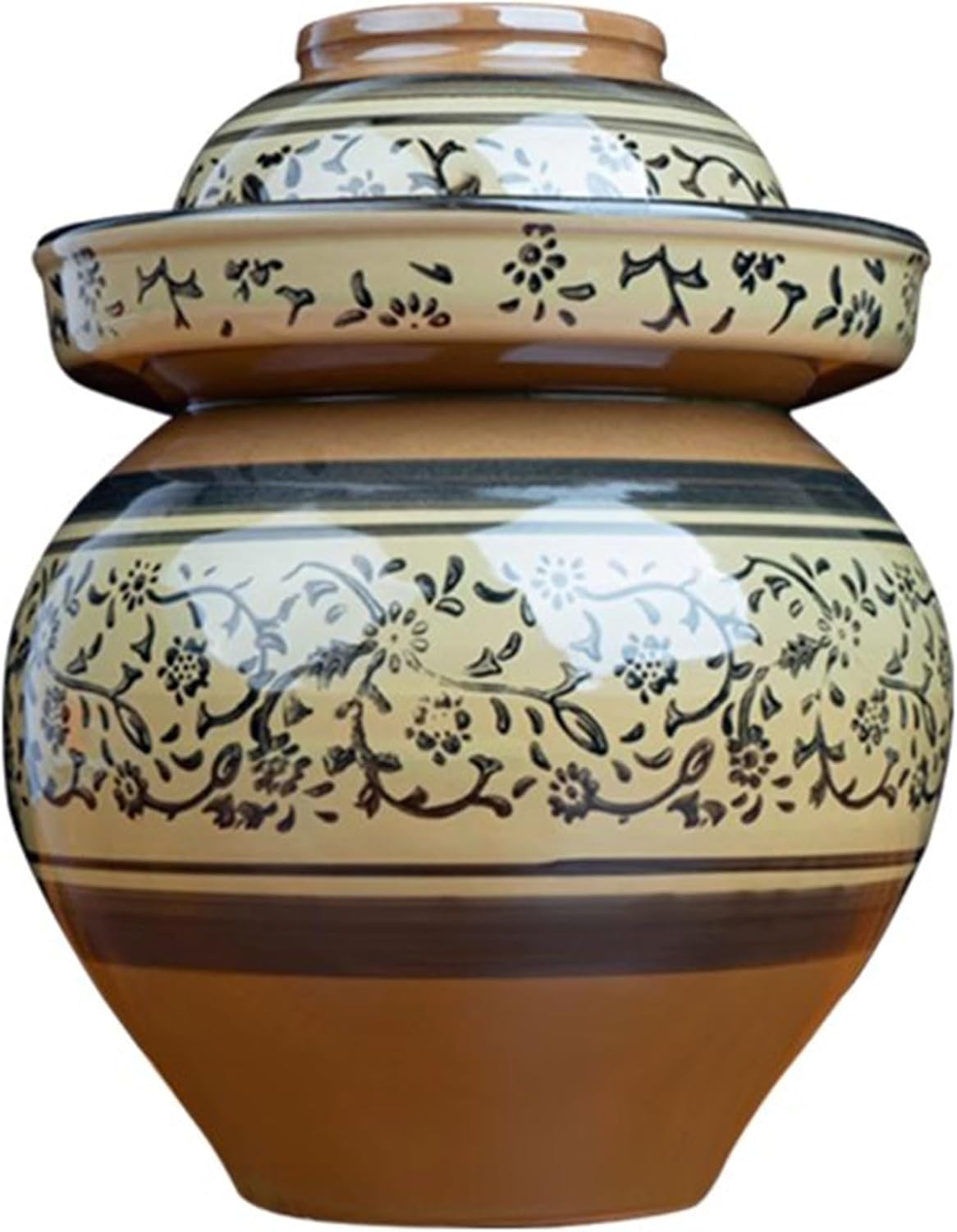 Traditional Chinese Ceramic Fermentation Crock With Water Seal Lid, Stoneware Pickling Pot, 1 Pcs(8.5kg)