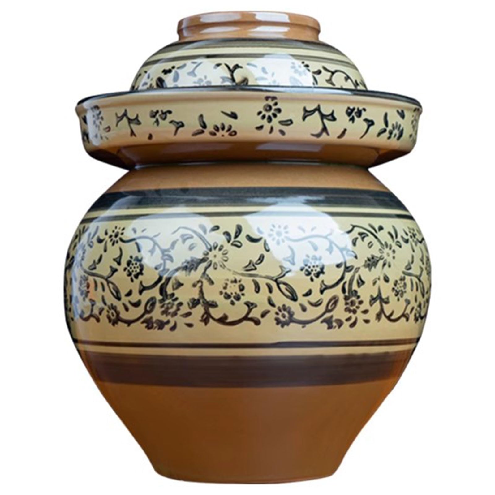 Tradycyjny chiński ceramiczny słoik na kiszonki - garnek fermentacyjny z pokrywką z uszczelką wodną do kiszenia i fermentacji(6L)