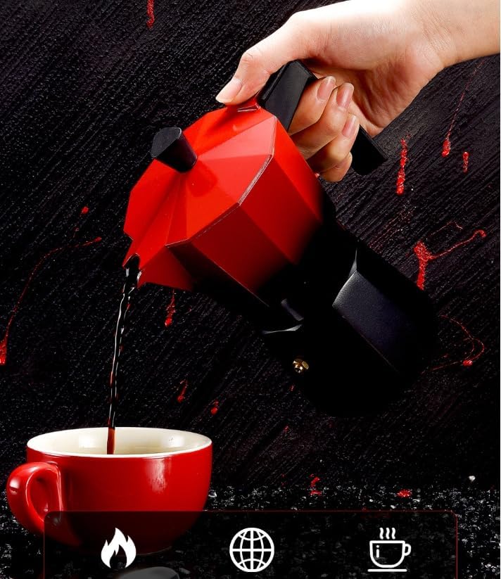 Aluminum Espresso Stove Machine 4 Cup Double Valve High Pressure Stove Espresso Maker Mocha Pot Make Real Italian Hand Rough Coffee