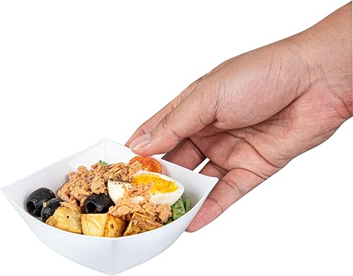 Miniatura 13 de Restaurantware Moderna - Cuencos de plástico de lujo de 8 onzas, 10 cuencos cuadrados desechables para ensalada, duraderos y resistentes, para