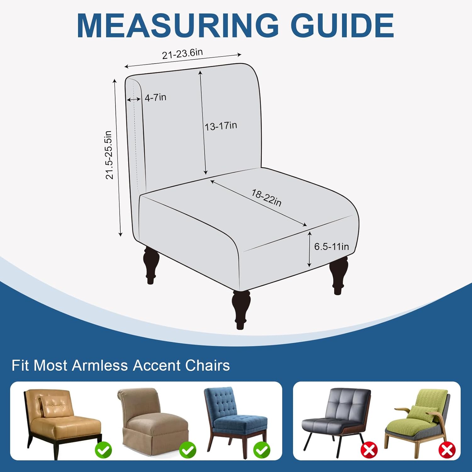 ANARACHON Armless Accent Chair Cover Slipcover,Faux Leather Armless Slipper Chair Cover,Removable Washable Non-Slip Furniture Protector for Living Dining Room Hotel Home Chair Decor(2pcs, 02Chocolate)