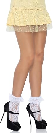 Leg Avenue Women's Ruffle Cuff Lace Anklet Socks