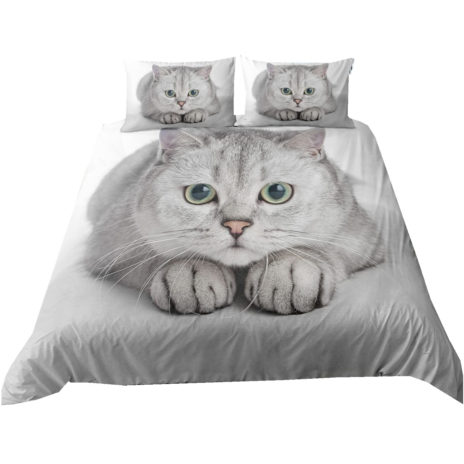 Housse de couette chat Stillshine microfibre anti-plis pour grand lit 220x240