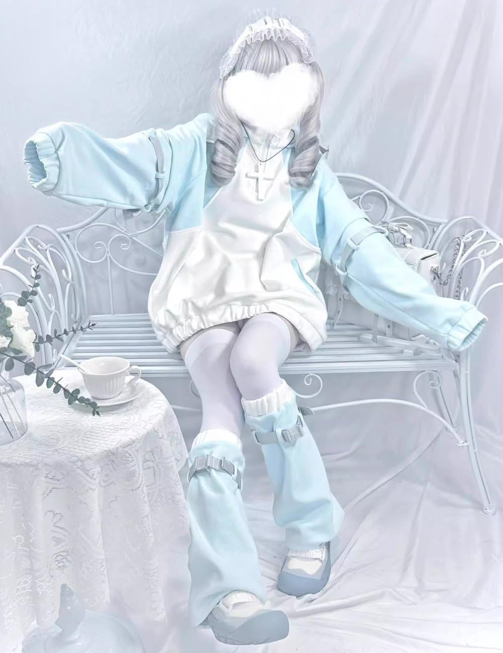 Kawaii Cat Ear Hoodie Women's Y2K Harajuku Aesthetic Sweatshirt with Detachable Cuffs, Oversized Pullover Streetwear - Image 6