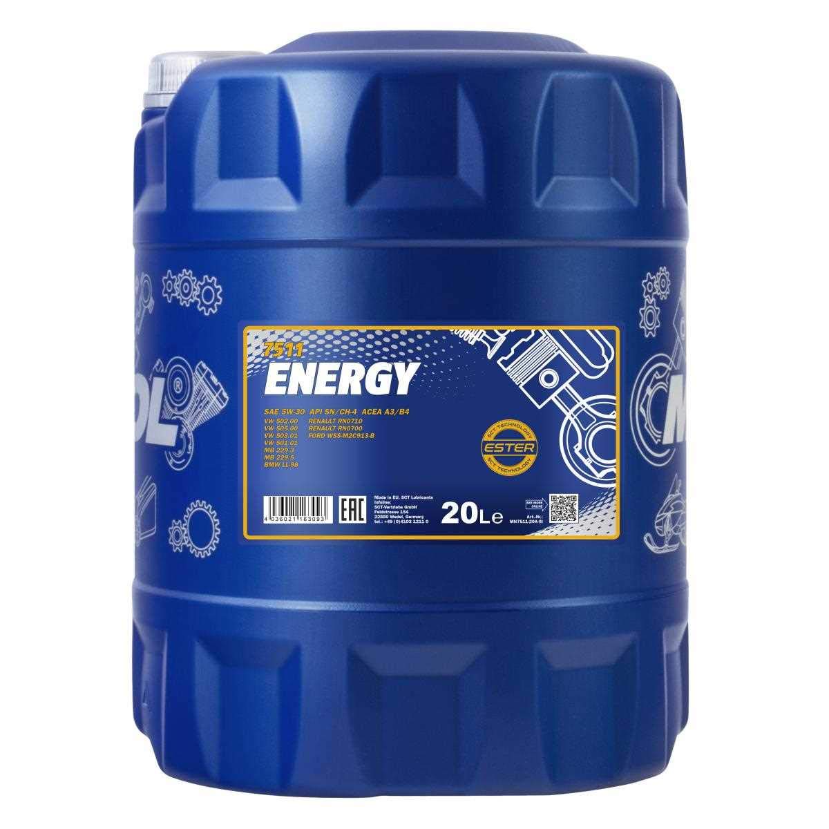 Mannol Energy 5W-30 API SL/CF - Aceite para motor (20 L)