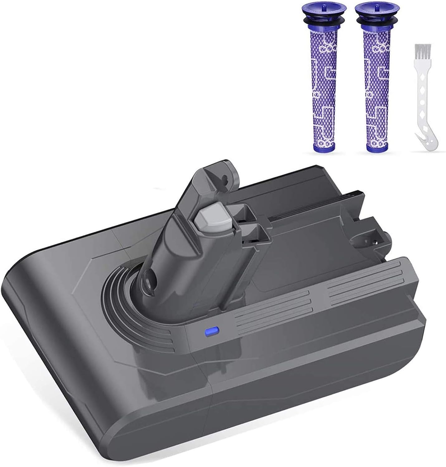 Dutyone 3.5Ah Repplacement Battery Compatible with V6 595 650 770 880 DC58 DC59 DC61 Handheld Vacuum Cleaner DC59 DC62 Battery with 2Pcs Filters and 1Pc Brush 21.6V Lithium ion Battery