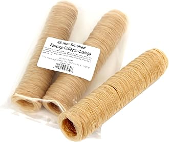 38mm Collagen Casings For Sausage Making, Edible, Clear, Smoked Beef Collagen Sticks, 1.5” Diameter Kielbasa, Liver Sausage, 74 Feet Sausage Skin, Stuff Approximately 60 Lbs Meat