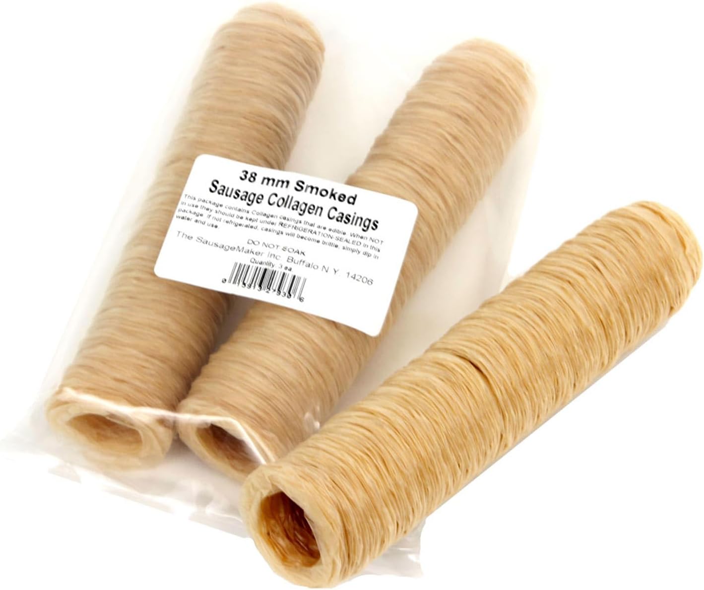 The Sausage Maker 38mm Collagen Casings for Sausage Making, Edible, Smoked Beef Collagen Sticks, 1.5 inch Diameter Kielbasa, Liver Sausage, 74 Feet Sausage Skin, Stuff Approximately 60 lbs Meat