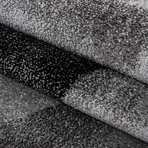 Tapis de salon moderne grand format 200x290 cm tapis vagues gris - 4