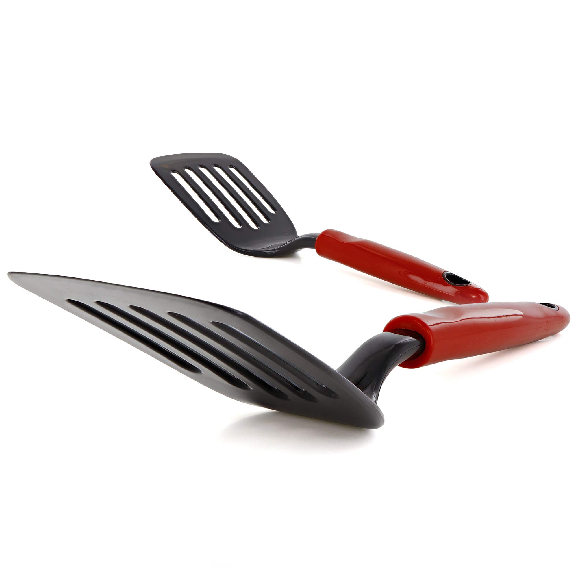 Ram Pro kurzer Pfannenwender aus Nylon, Küchenhelfer aus hitzebeständigem Nylon, ideal für einfache Zubereitung oder Servieren von Lebensmitteln (rot), 3 Stück