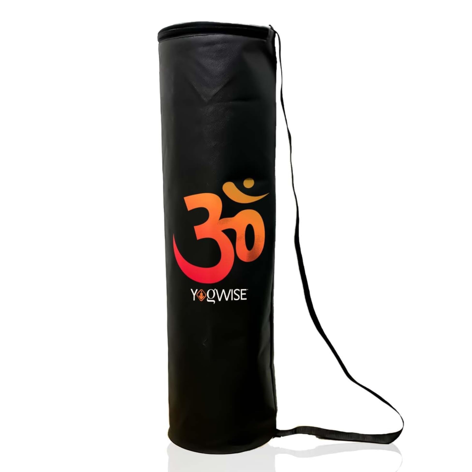 NOBY Yogwise Om Printed Cylindrical Yoga Mat Carry Bag with Adjustable Shoulder Strap, Durable Zip Closure, Lightweight Gym & Travel Yoga Mat Storage Bag (Black)