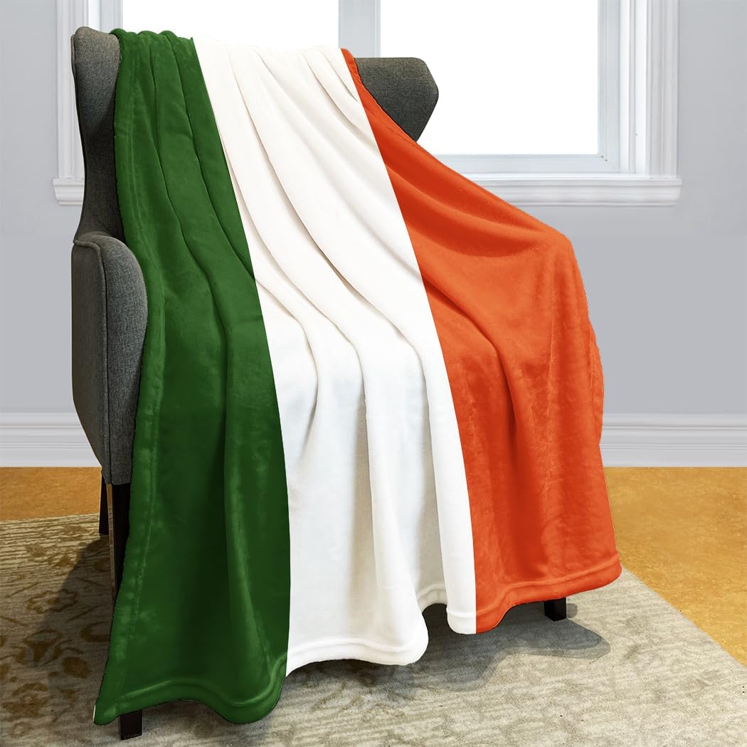HommomH 60" x 80" Blanket Throw Comfort Warmth Soft Cozy Air Conditioning Easy Care Machine Wash Irish Flag