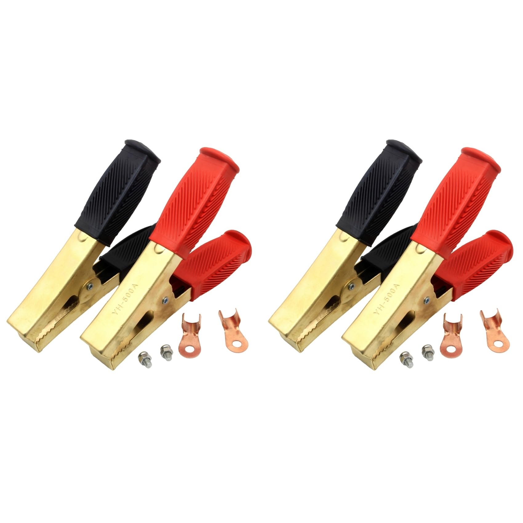 2 Paire de Serre-Câbles de Démarrage de Batterie, Pinces Crocodiles, Clips de de Câble en Laiton Pur 1000 A Adaptés au Bateau de Camion de Voiture