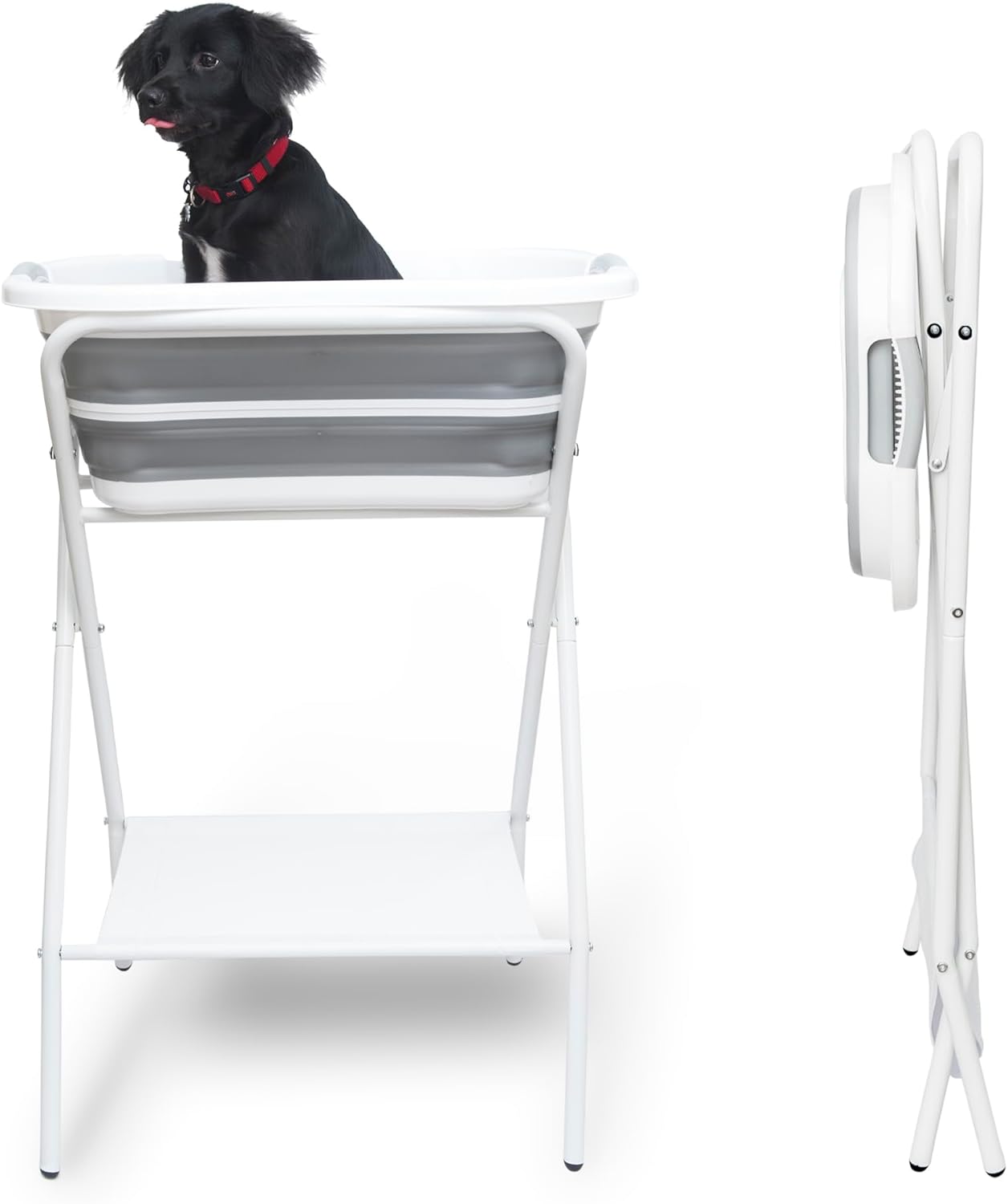 Photo 1 of 2 in 1 Dog Bathtub Washing Station, Elevated Pet Bath Tub, Collapsible and Portable Bathtub for Dogs, Cats Bathing, Shower and Grooming, Indoor and Outdoor