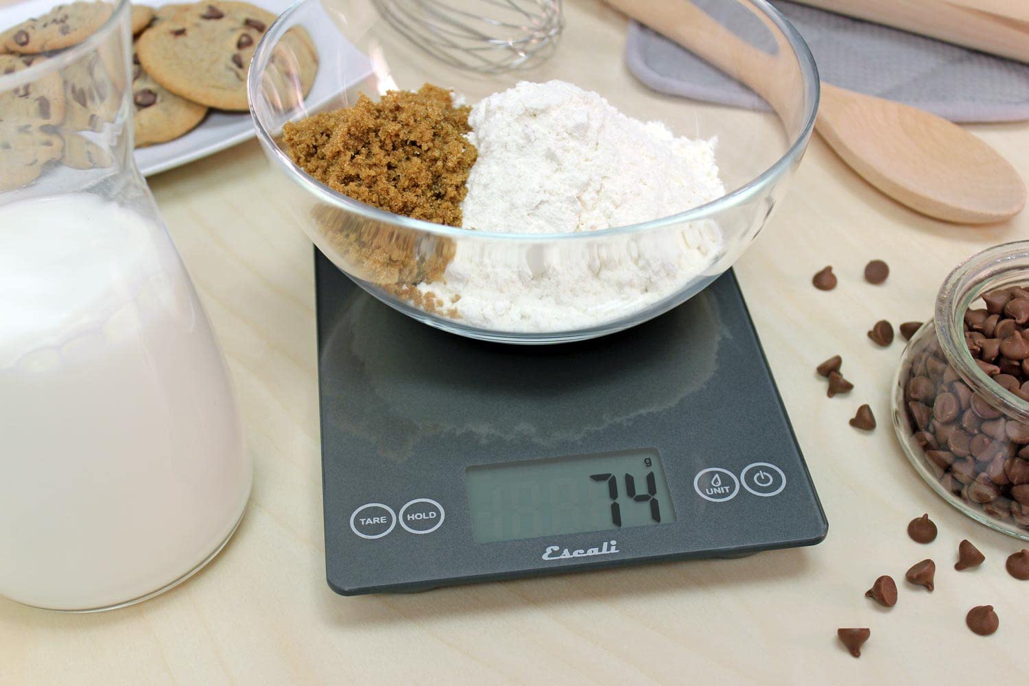 Escali 157GS Balance de Cuisine Arti Glass, Balance de Précision avec Affichage LCD, Accessoires Cuisine, 6.8 kg (15lb), Gris, 23 x 16,5 x 2 cm