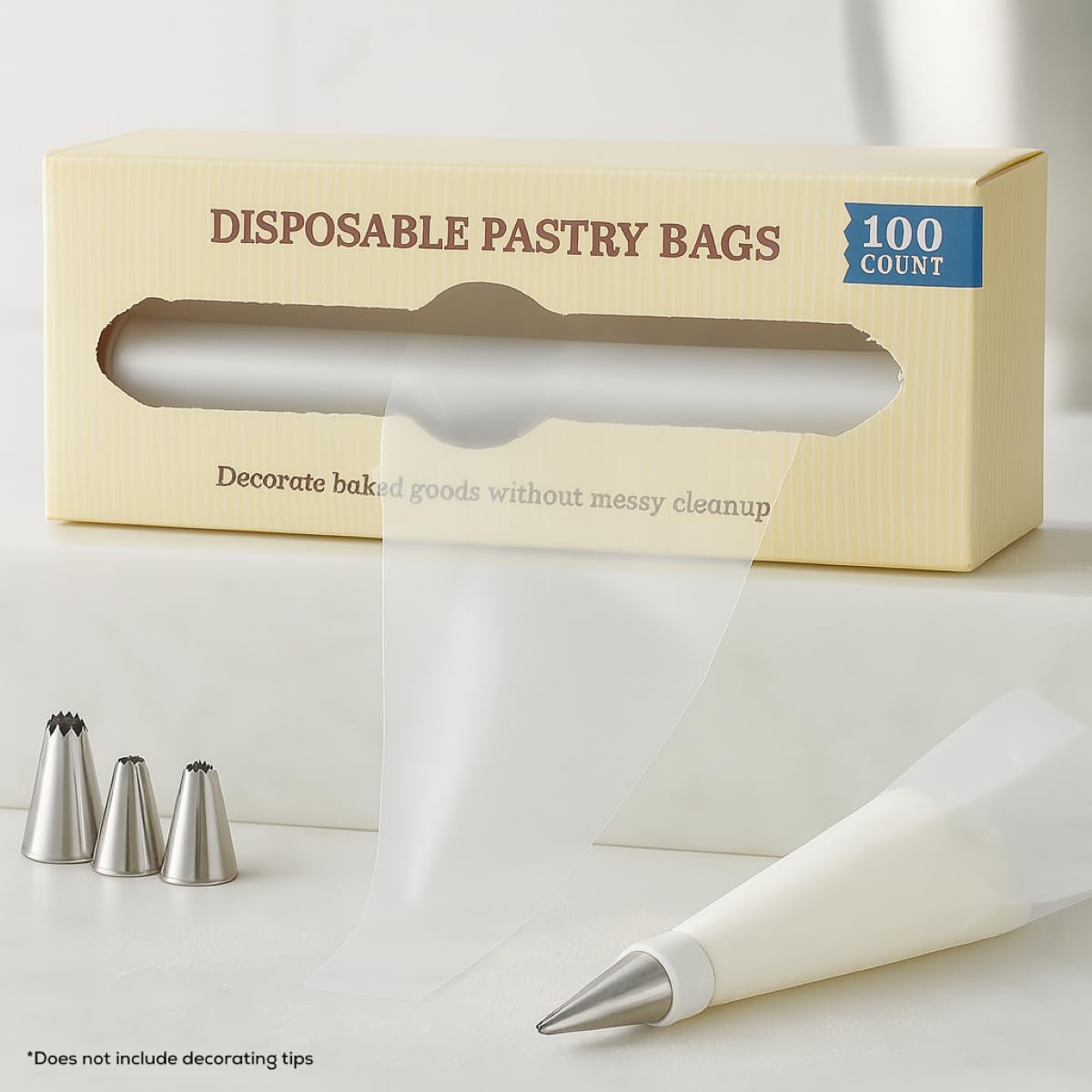 Mrs. Anderson's Baking Einweg-Spritzbeutel, BPA-frei, leicht zugängliche Spenderbox, 100 Stück