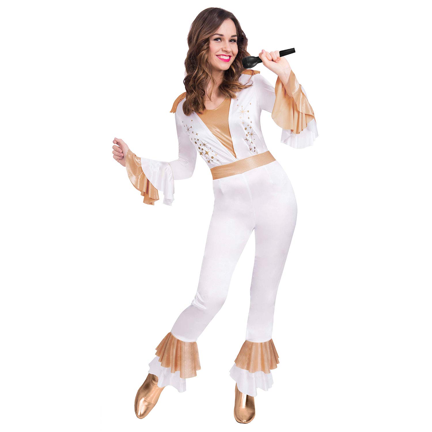 amscan amscan - Ladies 1970's Disco Queen Jumpsuit Fancy Dress Costume Size: 8-18