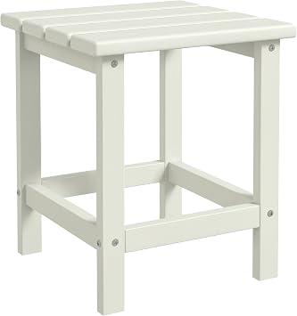 Outsunny Adirondack Side Table Patio End Table Weather Resistant 15" White