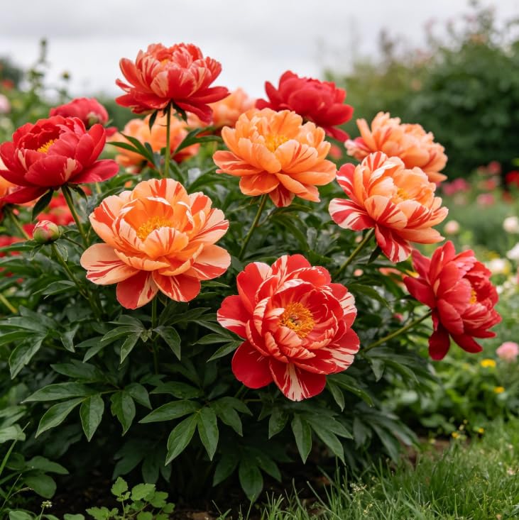 Perennial Peony Plants, Each with 3-5 Buds, Excellent Ornamental Value, Multi-Colored Mixed Peonies, specifically Designed for Planting,Golden Jade Carving-1 Bulbs-A