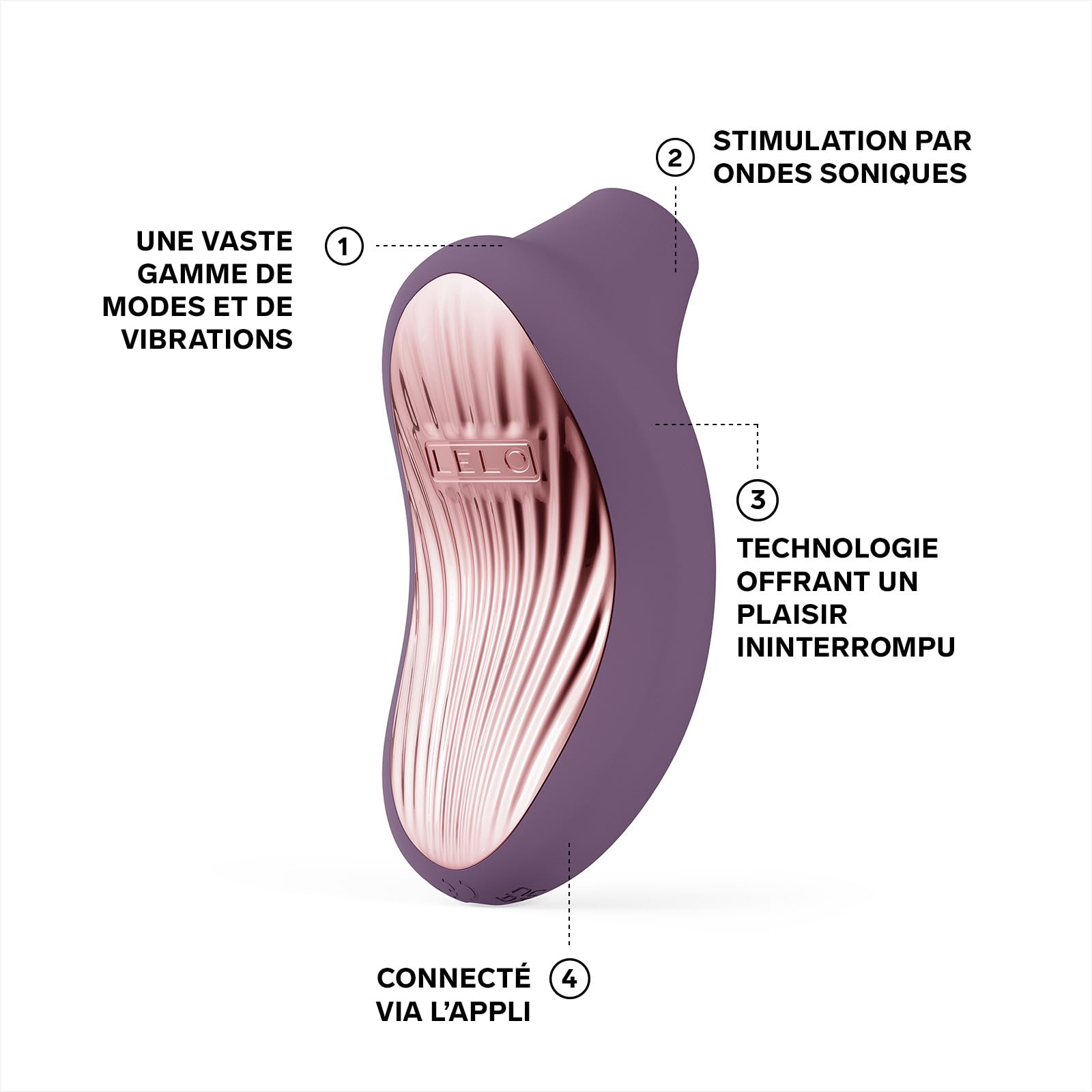 LELO SONA 3 Cruise Masseur Sonique avec Appli Bluetooth, Doté de 12 Modes de Plaisir, Vibromasseur Sex Toys Femme Clitoridien, Sextoyse Femme Clitoridienne, Sextoy, Vibromasseurs Feminin, Plum
