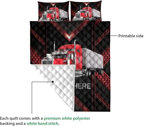 Miniatura 3 de Ohaprints Patrón de carbono rojo personalizado para camionero, manta y fundas de almohada, juego de ropa de cama y funda de almohada, juego de ropa