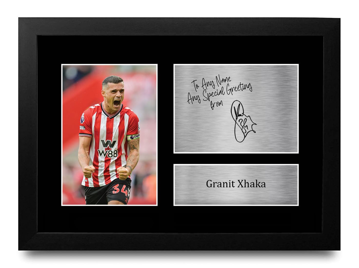 HWC Trading Granit Xhaka Personalised Gift - Signed Autograph Picture, Framed A4 Football Memorabilia with Custom Name Message for Birthday Christmas Wedding โ image 1