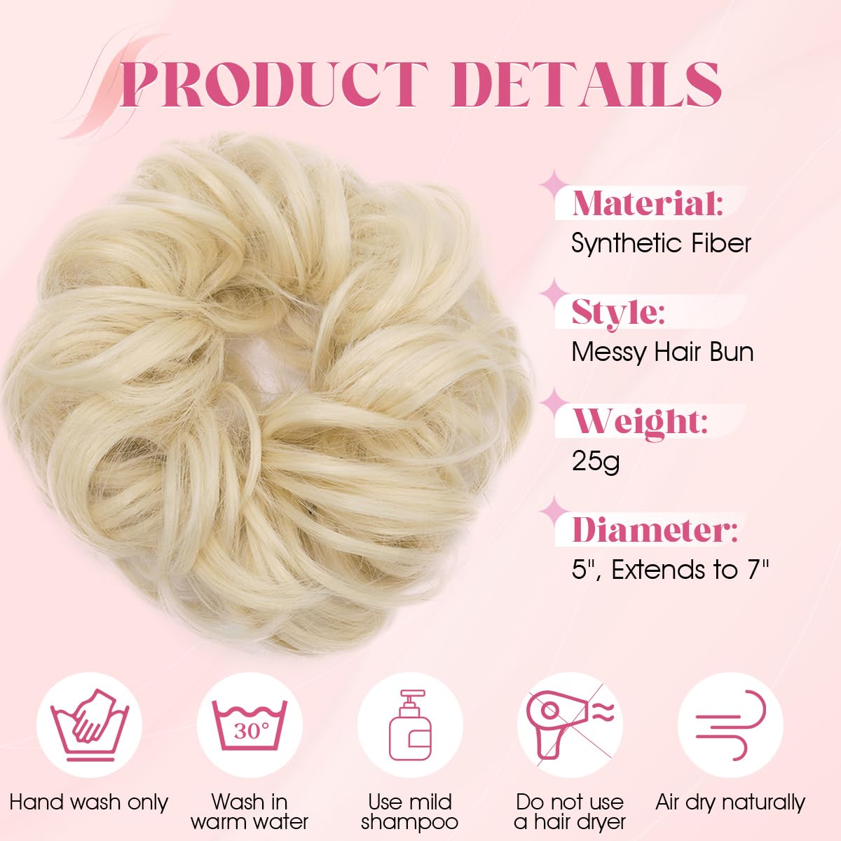 SEGO Pro Faux Messy Hair Bun Scrunchie Hair Piece for Women Synthetic Curly Bun Wig Hairpiece Updo Ponytail Extension - Image 4
