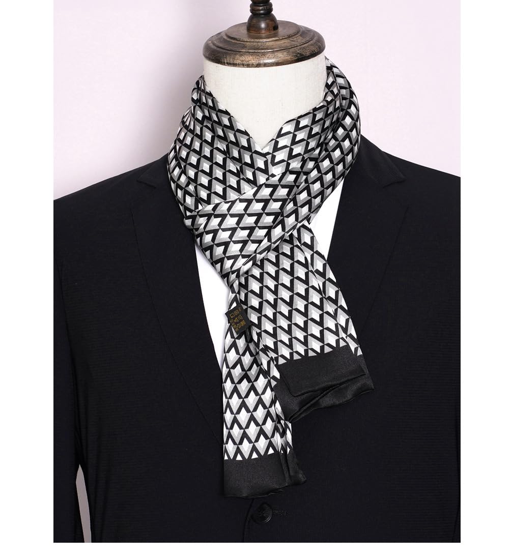 Foulard en Soie Vintage pour Homme, 100% Pure, Motif Classique, Double Couche, imprimé Gentleman