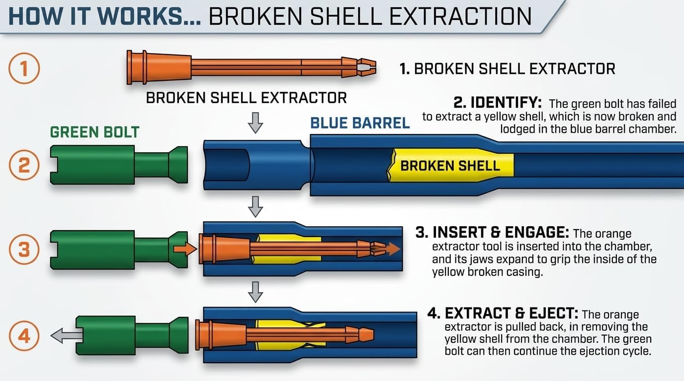 Stell Broken Shell Extractor - .30 Caliber Cartridge Removal Tool (Adjustable Length)